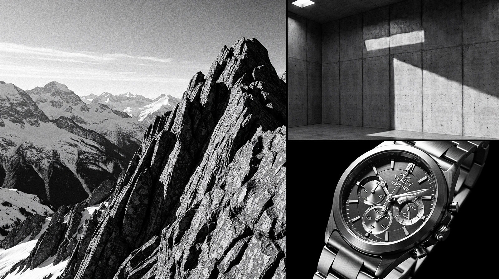 Paysage alpin suisse en noir et blanc